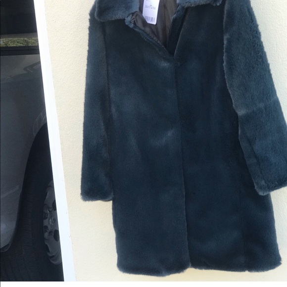 NWT MNG Mango Faux Fur 🖤  Royal Turquoise Coat XS - Picture 5 of 11